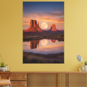 Monument Valley Supermoon Reflection – Desert キャンバスプリント (インサイチュ (リビング))