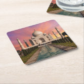 Monuments | Colorful View of the Taj Mahal スクエアペーパーコースター (アングル)