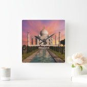 Monuments | Colorful View of the Taj Mahal スクエア壁時計 (ホーム)