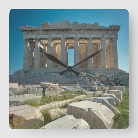 Monuments | Parthenon Athens, Greece スクエア壁時計 (正面)