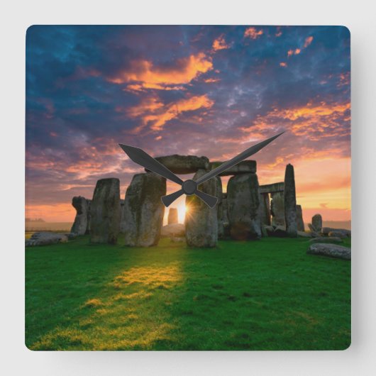 Monuments | Stonhenge, England スクエア壁時計 (正面)