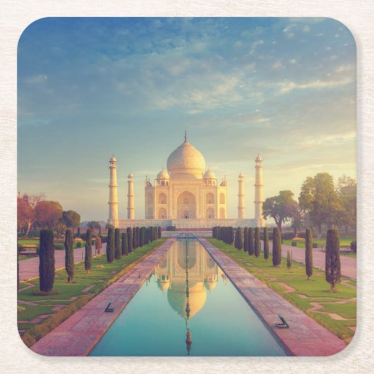 Monuments | Taj Mahal Colors スクエアペーパーコースター (正面)