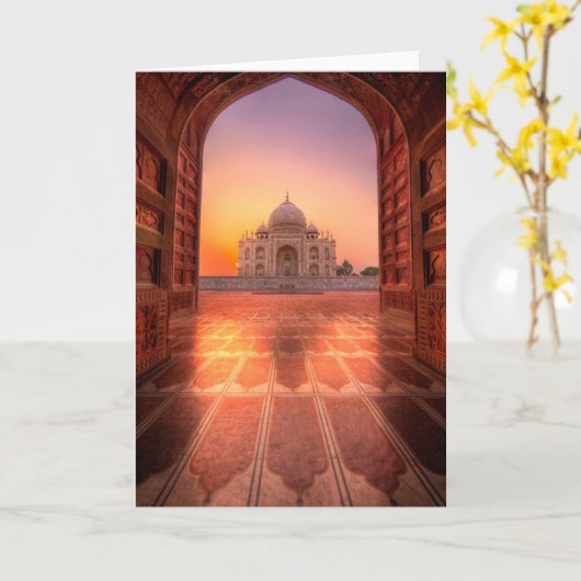 Monuments | Taj Mahal, India at Sunset カード (黄色い花)