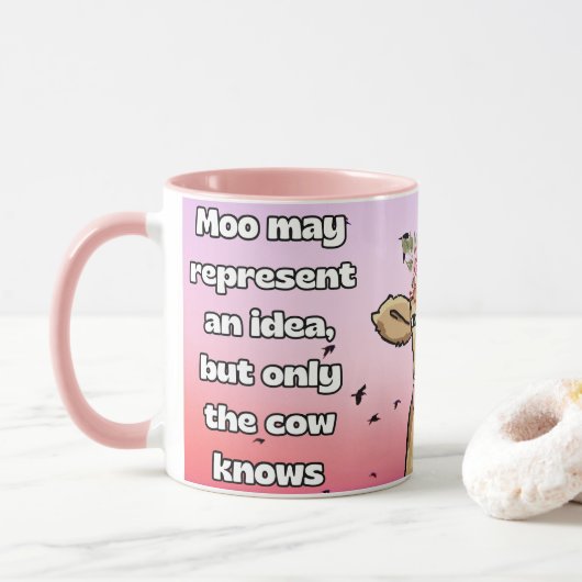 mooは考えを表し、牛は知っている マグカップ (ドーナツ)