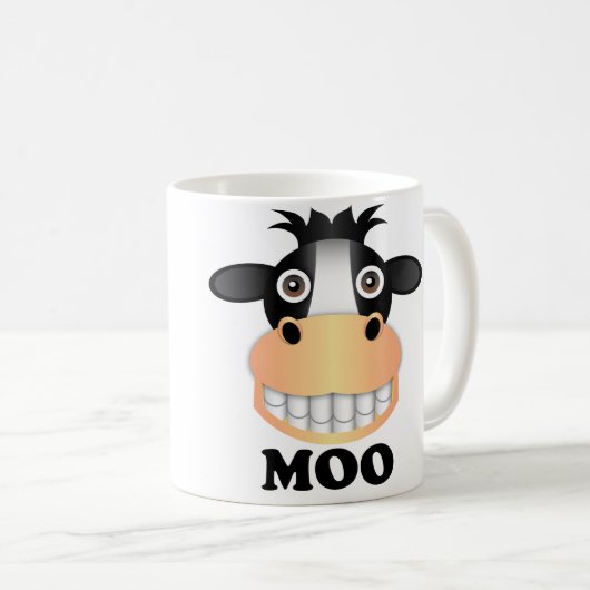 Moo -白11のozのクラシックで白いマグの コーヒーマグカップ (正面右)