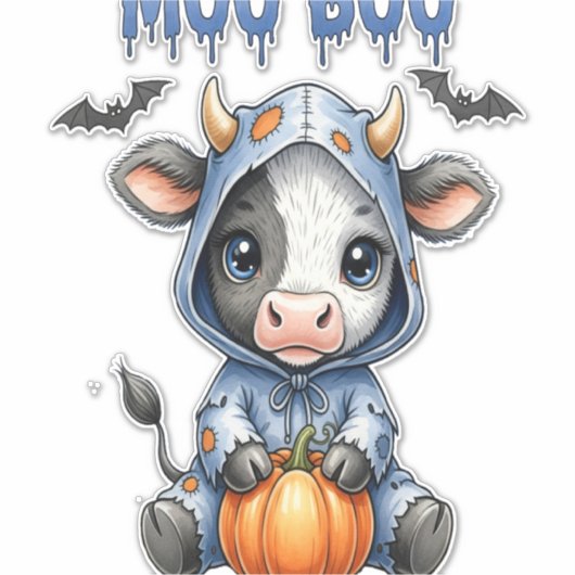 Moo Boo Halloween Cow シール (正面)