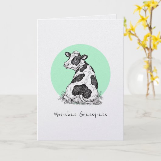 Moo-chas Grassy-ass punny thank you funny card カード (黄色い花)
