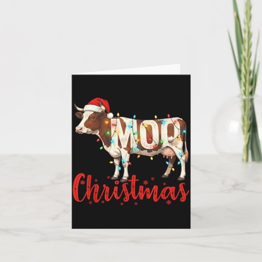 Moo Christmas Funny Cow Lovers Cattle Famer Farmin カード (正面)