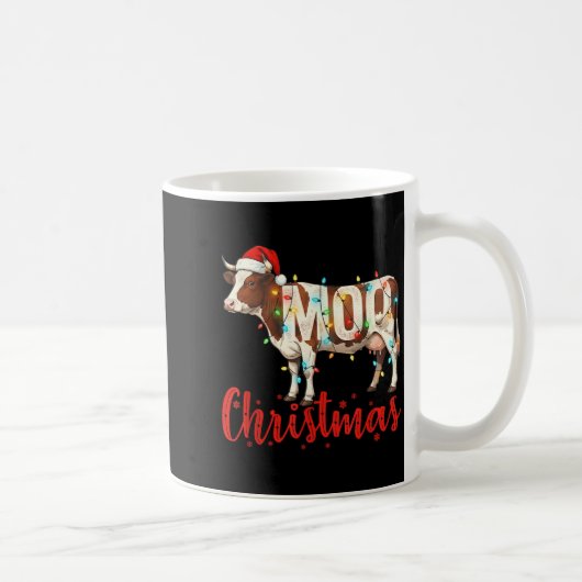 Moo Christmas Funny Cow Lovers Cattle Famer Farmin コーヒーマグカップ (右)