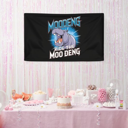 MOO DENG カバ乗り MOO DENG 横断幕 (パーティー)