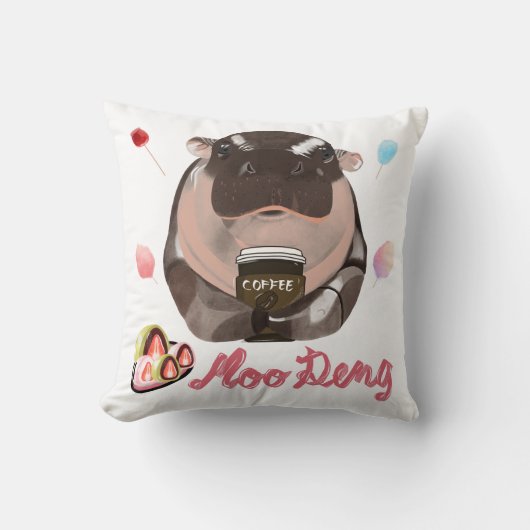 Moo Deng Hippo  クッション (正面)