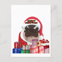 Moo Deng Hippo Christmas ポストカード