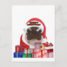 Moo Deng Hippo Christmas ポストカード