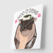 Moo Deng Hippo from Thailand  スクエア壁時計 (傾斜)