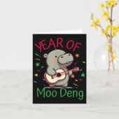 Moo Deng Is A Pygmy Hip Happy New Year Funny  カード (黄色い花)