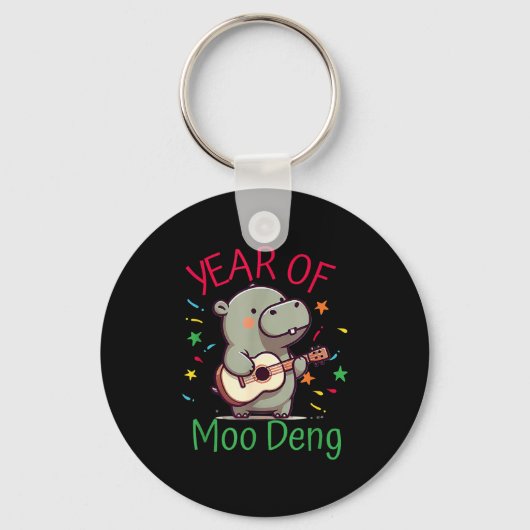 Moo Deng Is A Pygmy Hip Happy New Year Funny  キーホルダー (正面)