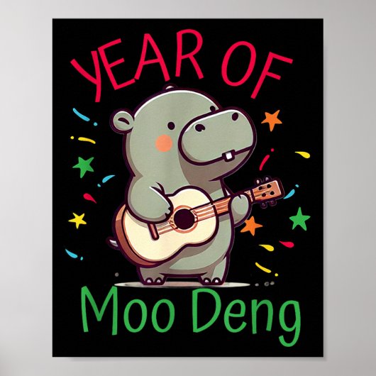 Moo Deng Is A Pygmy Hip Happy New Year Funny  ポスター (正面)