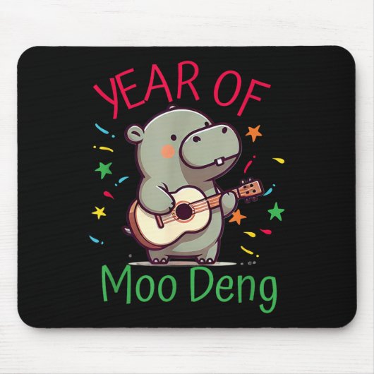 Moo Deng Is A Pygmy Hip Happy New Year Funny  マウスパッド (正面)