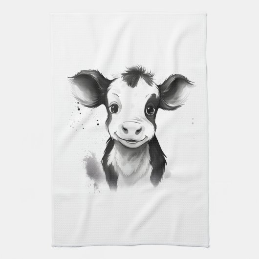 "Moo-dern Kitchen" タオル - 手を乾かして、心も温かく！ (縦)