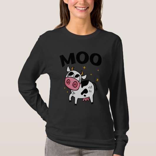Moo Graphic Agriculture Agriculteur Farmer Tractor Tシャツ (正面)