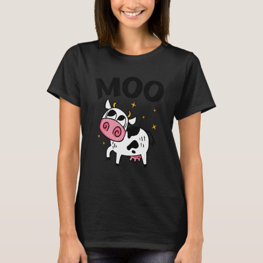 Moo Graphic Agriculture Agriculteur Farmer Tractor Tシャツ (正面)