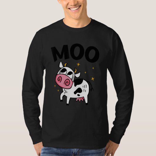 Moo Graphic Agriculture Agriculteur Farmer Tractor Tシャツ (正面)