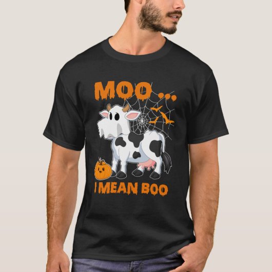Moo I Mean Boo  Ghost Cow Pumpkin Costume For Hall Tシャツ (正面)