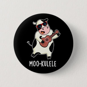 Moo-kulele Funny Ukulele Cow Pun Dark BG 缶バッジ
