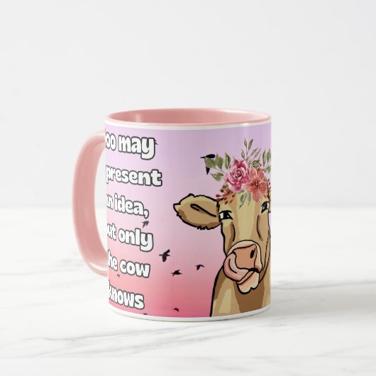 moo may represent an idea, the cow knows マグカップ (正面左)