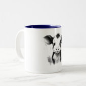 ☕🐄 「Moo-ment of Zen」牛のマグカップ 🐄☕ ツートーンマグカップ (正面左)