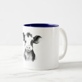 ☕🐄 「Moo-ment of Zen」牛のマグカップ 🐄☕ ツートーンマグカップ (正面右)