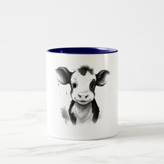 ☕🐄 「Moo-ment of Zen」牛のマグカップ 🐄☕ ツートーンマグカップ (中央)