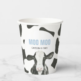MOO MOO 私は2歳 牛プリント 2歳の誕生日 ペーパーカッブ 紙コップ