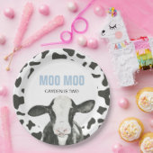 MOO MOO 2歳の誕生日 牛柄ペーパープレート ペーパープレート (パーティー)