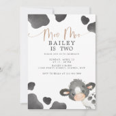 Moo Moo I'm Two Cow 2nd Birthday 招待状 (正面)