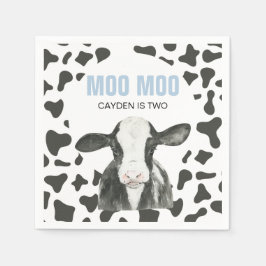 MOO MOO I'm TWO Cow Print birthday スタンダードカクテルナプキン