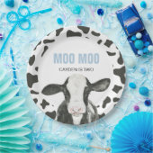 MOO MOO I'm TWO Cow Print birthday Paper Plates ペーパープレート (パーティー)