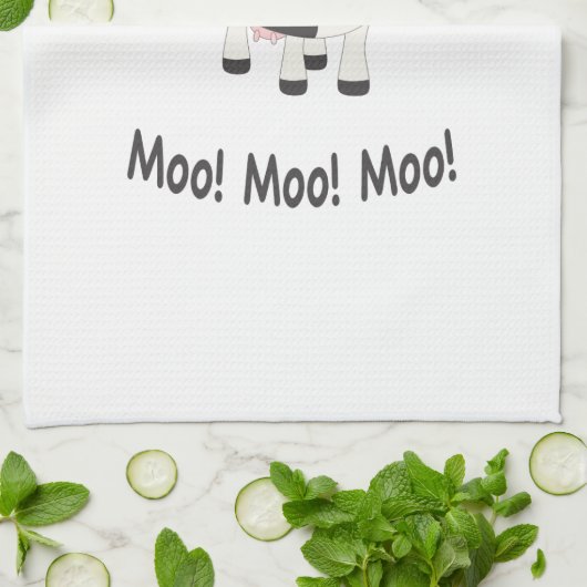 Moo Moo Mooのかわいい漫画牛 キッチンタオル (折り畳み)