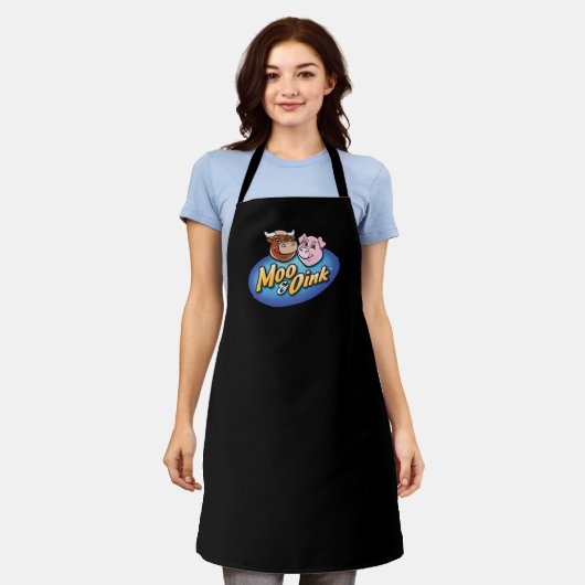 Moo & Oink Black Chef's Apron エプロン (着用した状態)