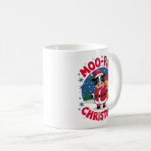 Moo-rry Christmas Funny Cow Santa Christmas コーヒーマグカップ (正面右)