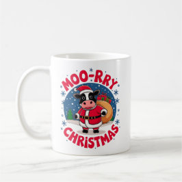 Moo-rry Christmas Funny Cow Santa Christmas コーヒーマグカップ