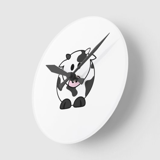 Moo Time – Cute Cow Wall Clock ラウンド壁時計 (傾斜)