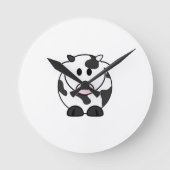 Moo Time – Cute Cow Wall Clock ラウンド壁時計 (正面)