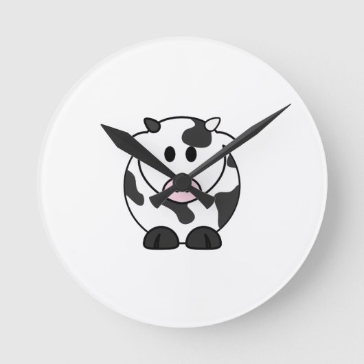 Moo Time – Cute Cow Wall Clock ラウンド壁時計 (正面)