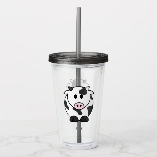 Moo Tumbler – かわいい牛の冷たい飲み物カップ アクリルタンブラー (正面)