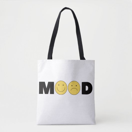 MOOD Emoji トートバッグ | 面白い幸せな悲しい顔のトート (正面)