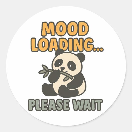 Mood Loading Please Wait Cute Funny Panda Mascot ラウンドシール (正面)