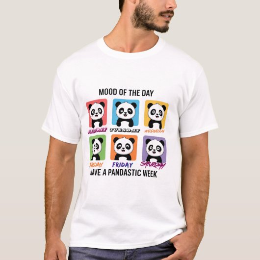 Mood of the Day Cute Panda Illustration | Kawaii W Tシャツ (正面)