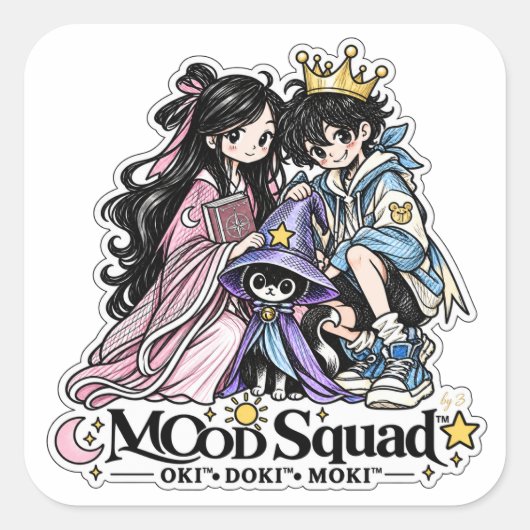 MOoD Squad™ | OKI DOKI MOKI キャラクターステッカー スクエアシール (正面)
