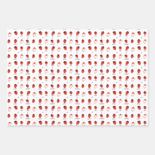 Mood Strawberry Seamless Pattern Wrapping Paper ラッピングペーパーシート (正面)
